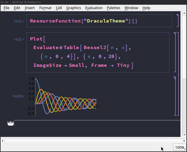 Mathematica with Dracula theme MMA with Dracula Theme
